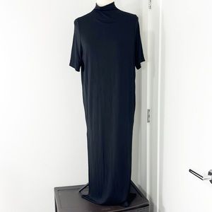 New Nasty Gal Size 6 Black Mock Neck Short Sleeve Midi T-Shirt Dress